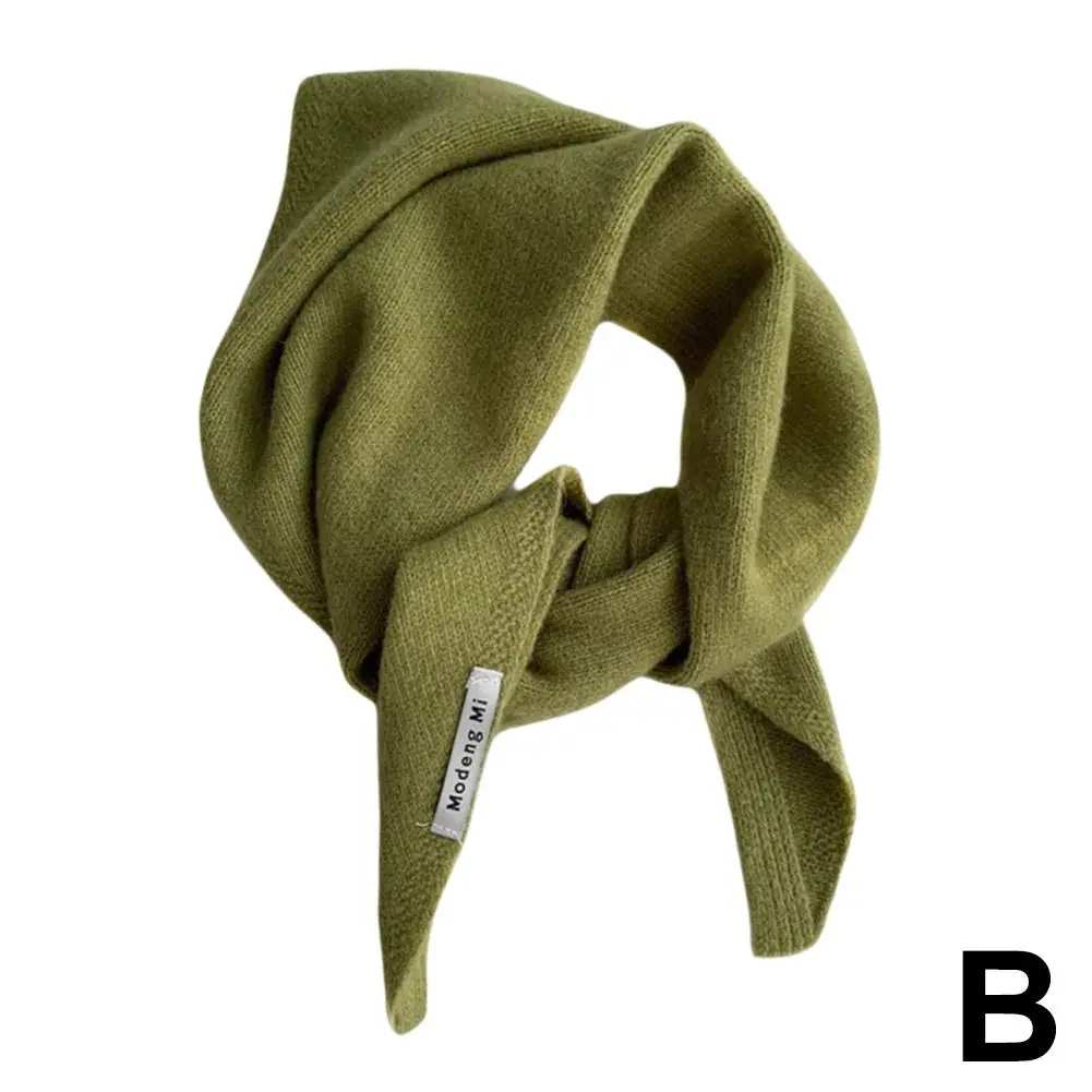 2024 British Korean Style Niche Wool Knitted Triangular Knitted Women Headscarf Multi-functional Scarf Scarf Warm Scarf Kni E2j8 4