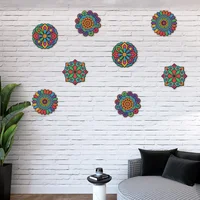 8pcs Unfinished Mandala Coloring Wooden Art Painting DIY Kit, Creative Craft Doodle Tool Kit, High-Quality Materials,Clear Lines 5