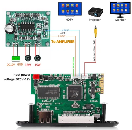 MP5 플레이어 감지기 모듈 FM 블루투스 디코더 지원 USB TF MP3 WAV 무손실 디코딩 Diy 키트 전자 PCB 보드 모듈 3