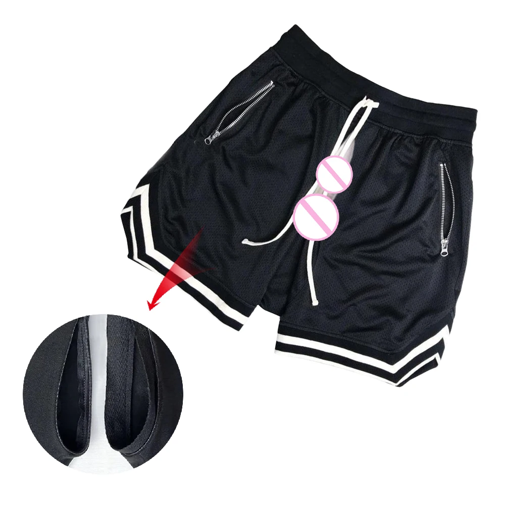 Invisible Open Crotch Outdoor Sex Fashion Sports Shorts Summer Fitness Training Quick Drying Pants Breathable Casual Pants