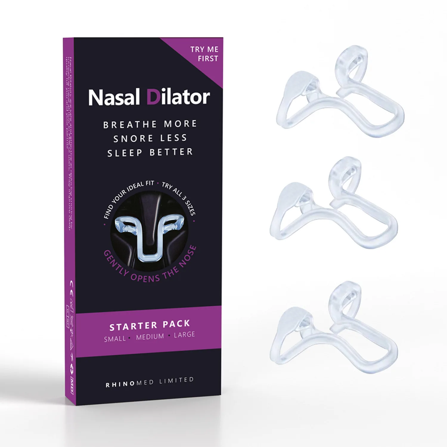 3 Sizes Silicone Anti Snoring Nose Clip Elastic Nasal Dilator for Better Sleep Improved Airflow Travel Home Use Comfort