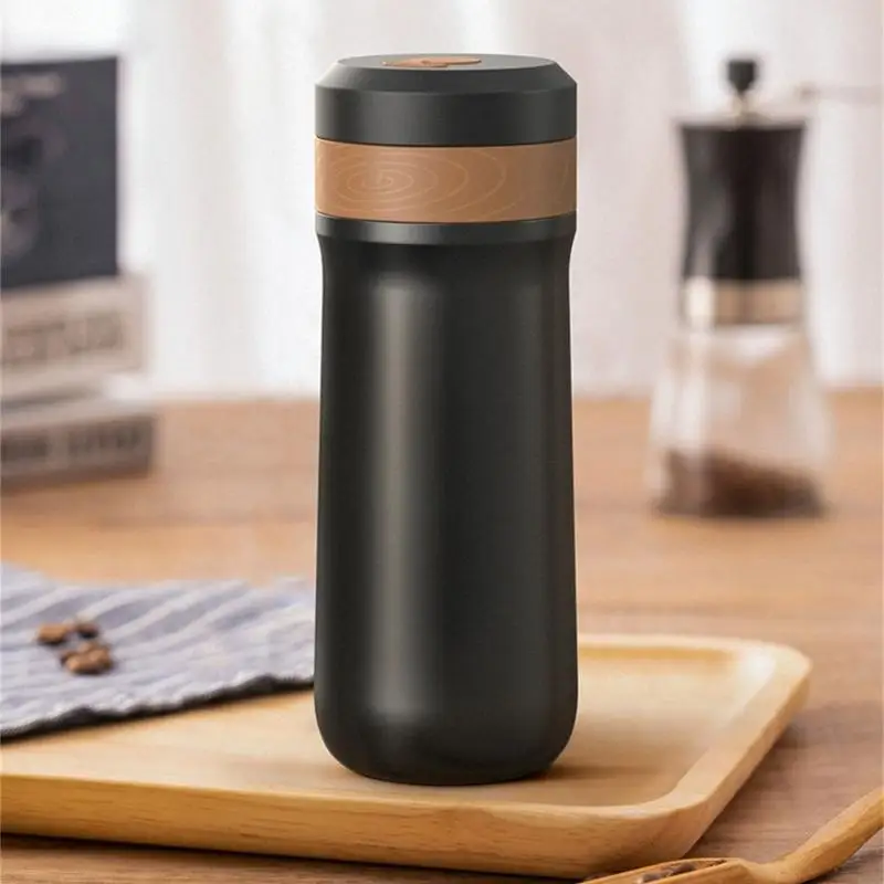 Stainless Steel French Press, Camping Coffee Maker Hiking Water Bottle, Insulated Water Bottle Metal Beverage Container