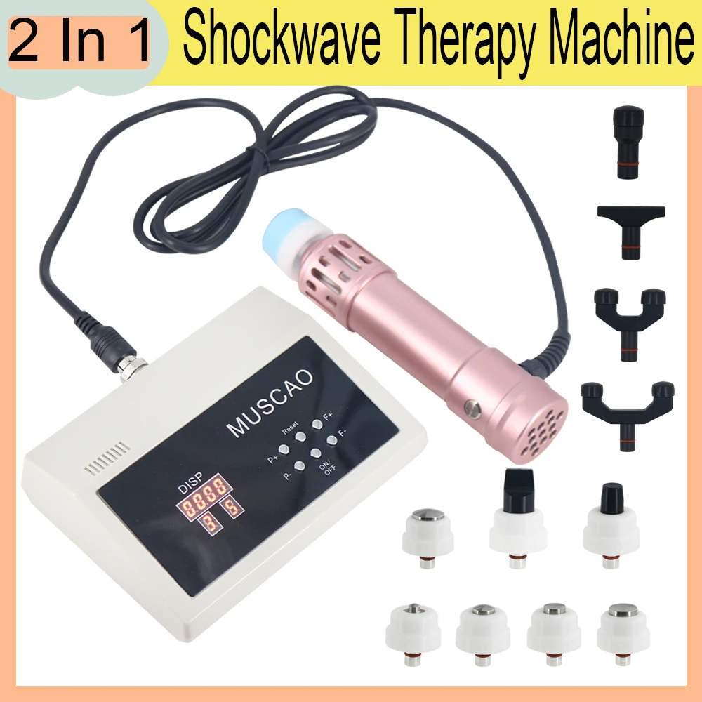 

2 In 1 Shock Wave Physiotherapy Device Shockwave Therapy Machine Sport Injury Pain Relief And ED Treatment With 11 Heads Massage