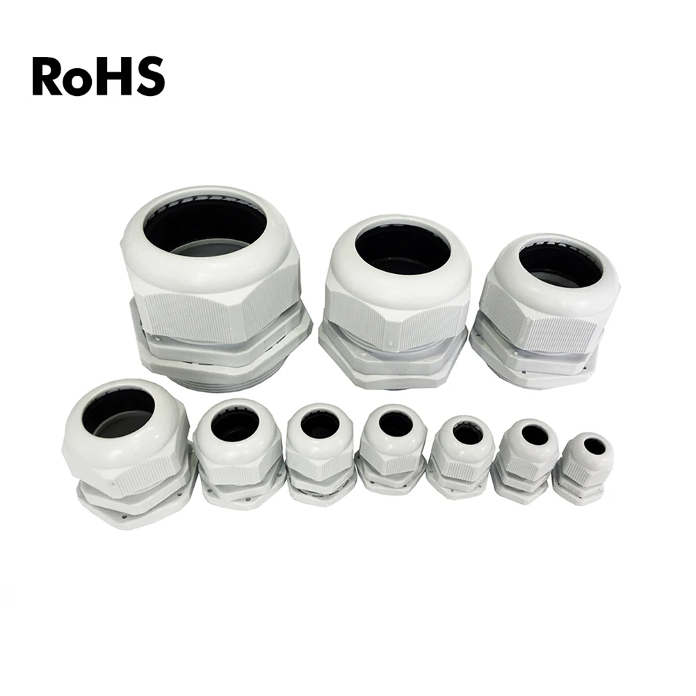 Factory Direct 100pcs PG Gray Type IP68 Waterproof Cable Gland PG16 for 8.5-14mm Nylon Plastic Connector