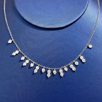 Moissanite Necklaces for Women GRA Certified 3mm D VVS1 Round Brilliant Cut Moissanite Dainty Necklace 925 Sterling Silver Chain