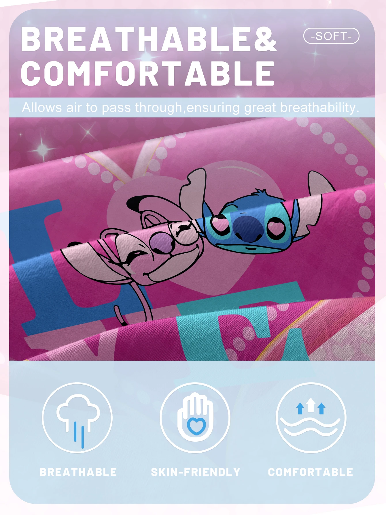 1 cartoon cute Stitch pattern digital printed frosted Fitted Sheet,bedroom printed bed cover,bedding(No pillowcase) 5