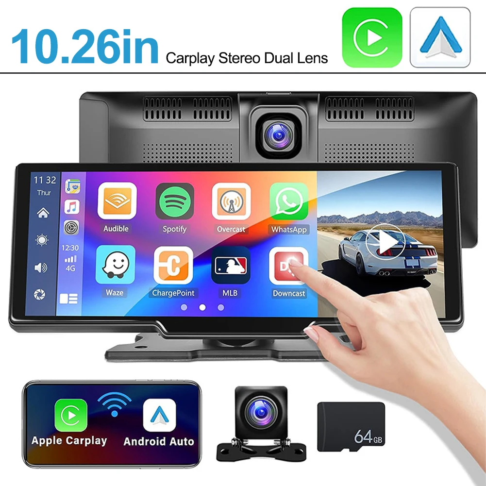 10.26 Inch Dash Cam 4K Driving Recorder Wireless Apple CarPlay Android –  ESLYYDS