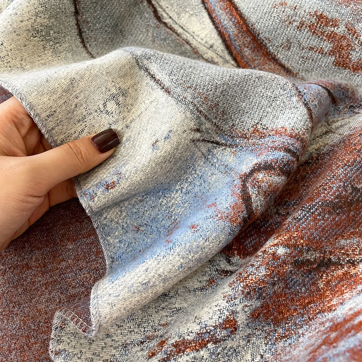 Luxury Winter Cashmere Scarf Women Design Warm Pashmina Blanket Poncho Scarves Female Oil painting Shawl Thick Foulard Bufanda