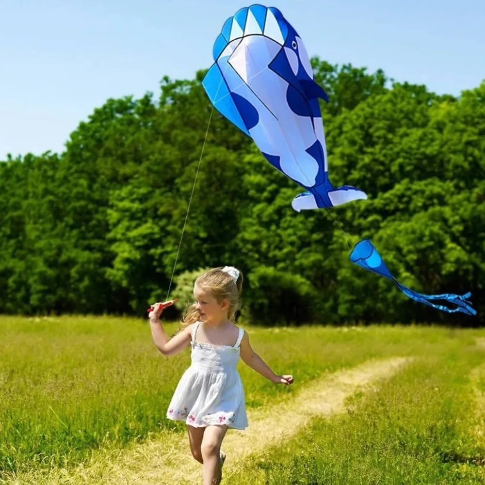 2.2m Large Whale/Dolphin Kite Good Flying Single Line Soft Kite Long Tail 100 Meter Line Plastic Flying Toy Kid & Adult plastic kite