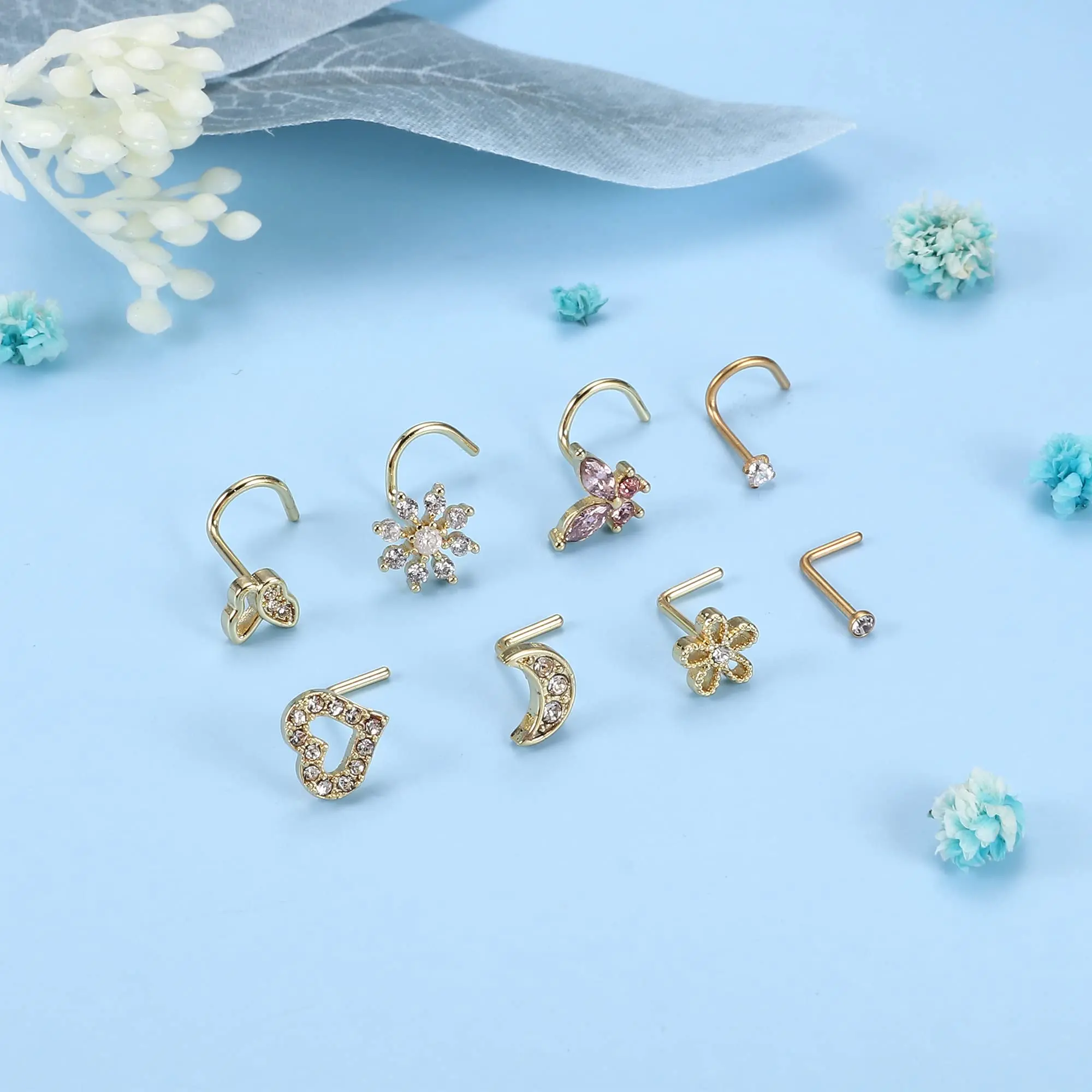 Nose Rings Studs For Women Surgical Steel 20G