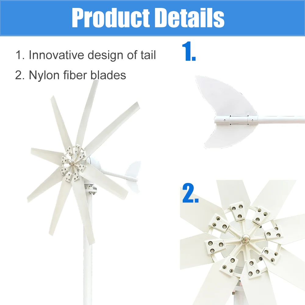 3000W Wind Turbine Off Grid System 12V 24V 48V Output Voltage 220V 230V 240V Home Appliance Power Supply System solar wind generator