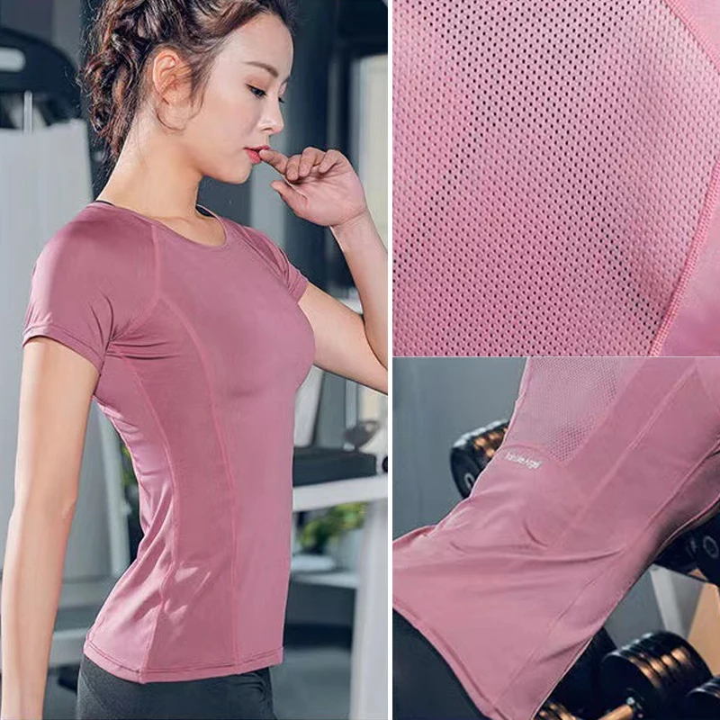 Sports T Shirt Yoga Top Yoga Shirt Sports Shirt Summer Sports Short Sleeved Women's Quick Drying Breathable Yoga T-shirt Slim Fit Fitness Training Top Running Yoga Sportswear