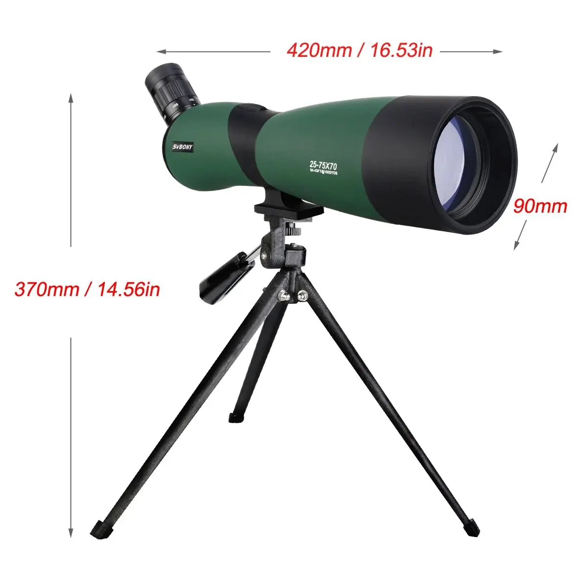 Telescope Binoculars Spotting Scope 25-75x70mm SVBONY SV403 Multi-Coated Optics Monocular 64-43ft/1000yards With Table Tripod