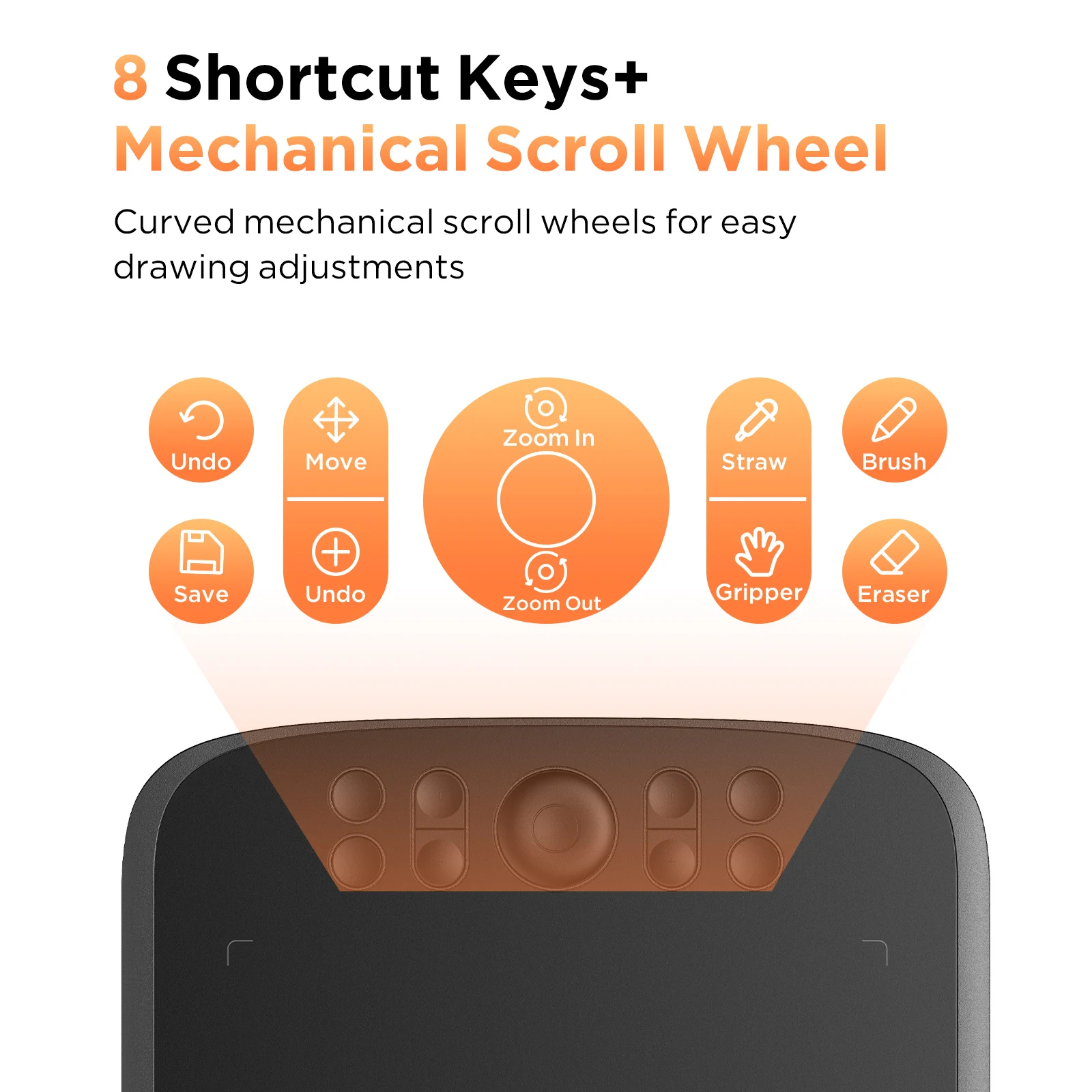 UGEE M908 그래픽 드로잉 태블릿, 10 인치 8 핫키 스크롤 휠, 16K 레벨 압력, 윈도우 맥 안드로이드와 호환 가능