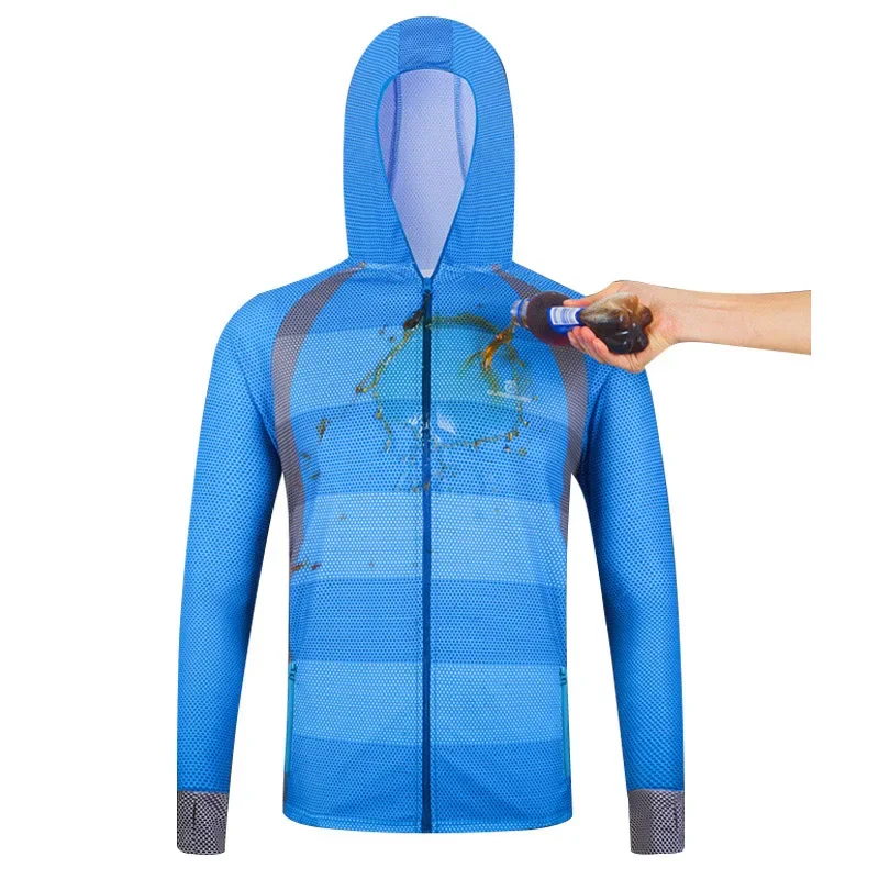 QUESHARK Quick Dry Hydrophobic Anti-fouling Fishing Jacket Men Stain-Resistant Cycling Hiking Trekking Sun-Protective Clothing