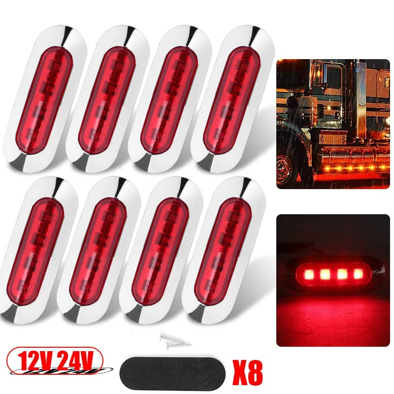8pcs LED Side Marker Lights Car External Lights Warning Tail Light For