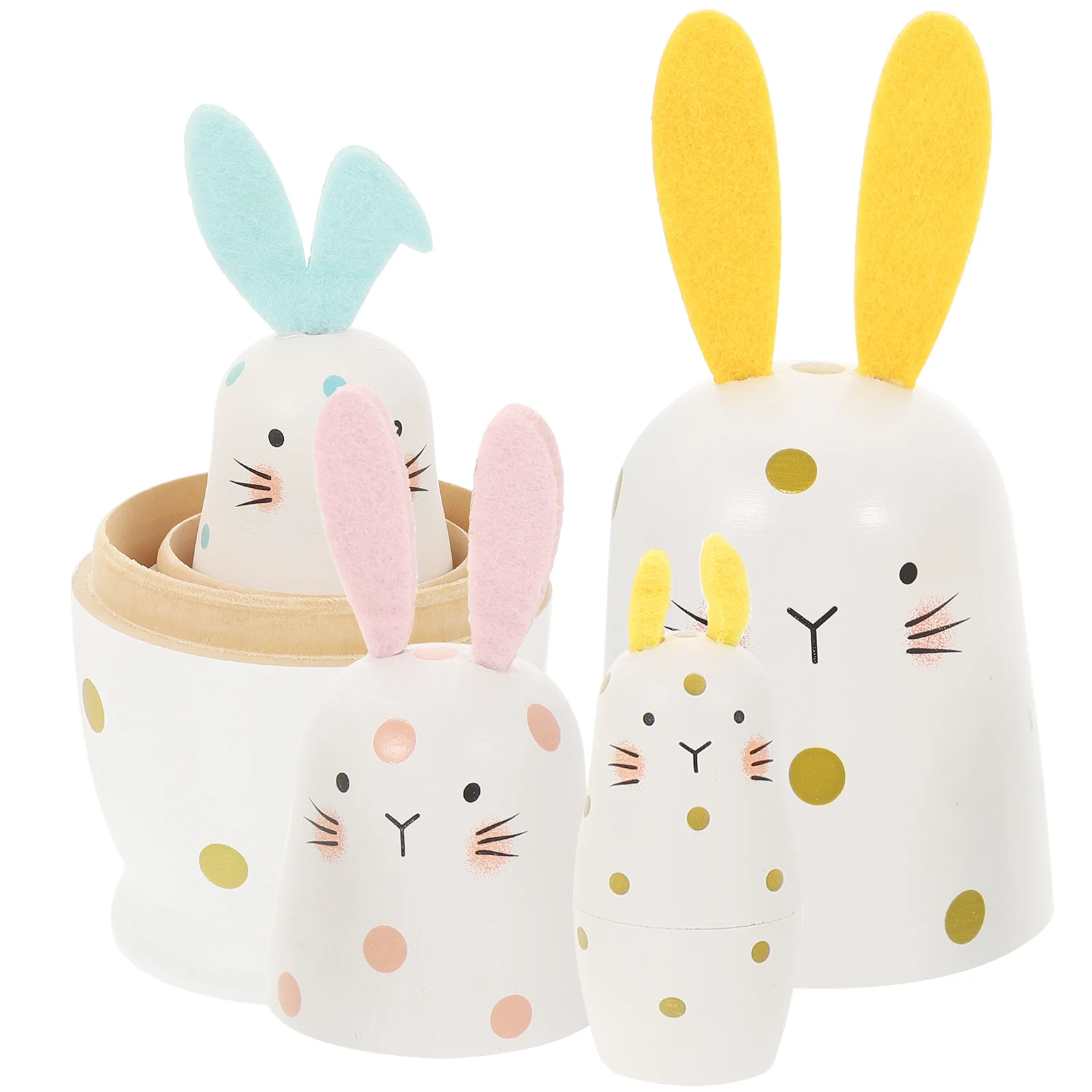 

Bunny Russian Nesting Dolls Handmade Wooden Rabbit Matryoshka Stacking Easter Gift