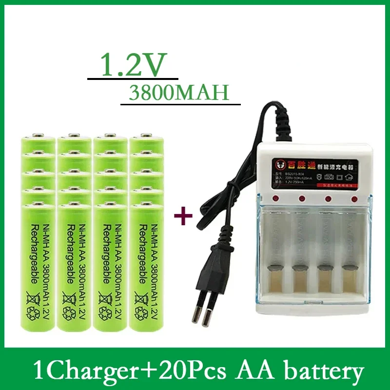 

2023 New High Quality AA 1.2V 3800Mah Durable Nickel Hydrogen Rechargeable Battery, Suitable for LED MP3+Charger of Toy Lamp