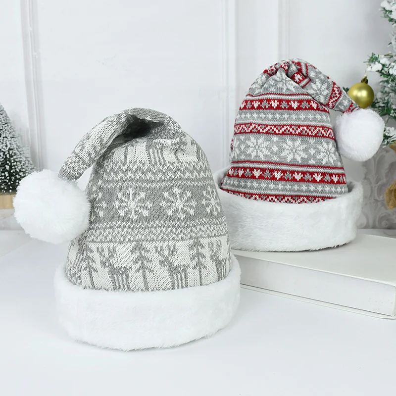 

1pc New Year Santa Claus Christmas Hat Plush Thicken Cotton Adult Christmas Hat Santa Hat Merry Christmas Festival Party Supplie