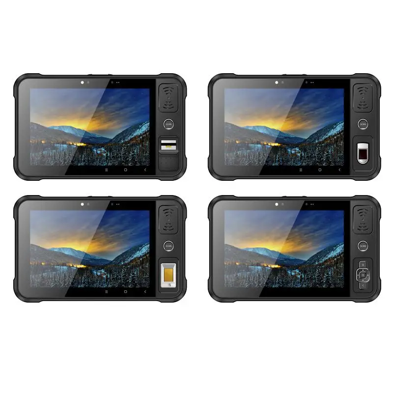 안드로이드 9.0 산업용 견고한 RFID 태블릿 PC, 퀄컴 생체 인식 지문 센서, 장거리 UHF RFID 리더 및 라이터, 8 인치