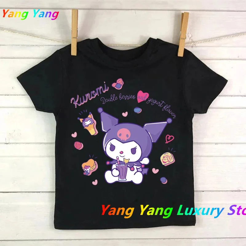 Детская футбольная рубашка унисекс Kuromi Kawaii в стиле аниме, повседневная хлопковая футболка с короткими рукавами