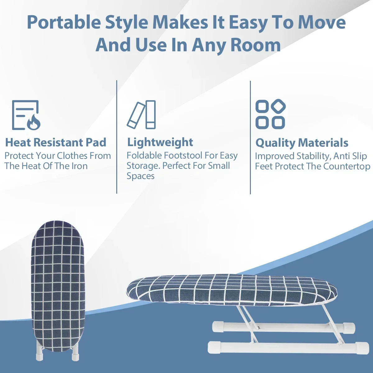 Tabletop Ironing Board with Non-Slip Folding Portable Small Ironing Board for Household Shirt Sleeves Cuffs Neckline