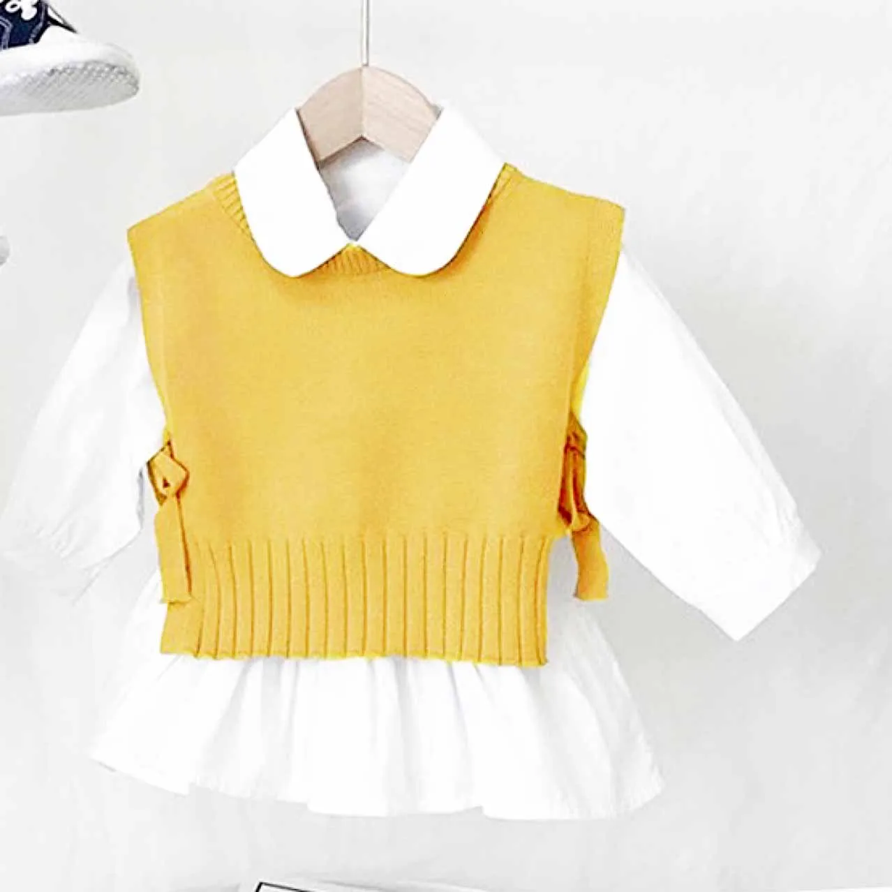 Girls Clothing Set Spring Autumn Baby Knitting Sweater Vest Shirts Korean Blouse