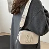 Stylish Versatile Women Single Shoulder Bag, SM Letter Pu Leather Small Square Bag, Leisure Wide Shoulder Strap Cross Body Bags