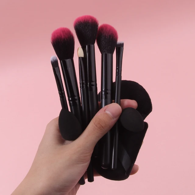 10PCS multi-functional makeup brush set + makeup fan-shaped powder puff + Soft mini sponge egg travel portable beauty tool