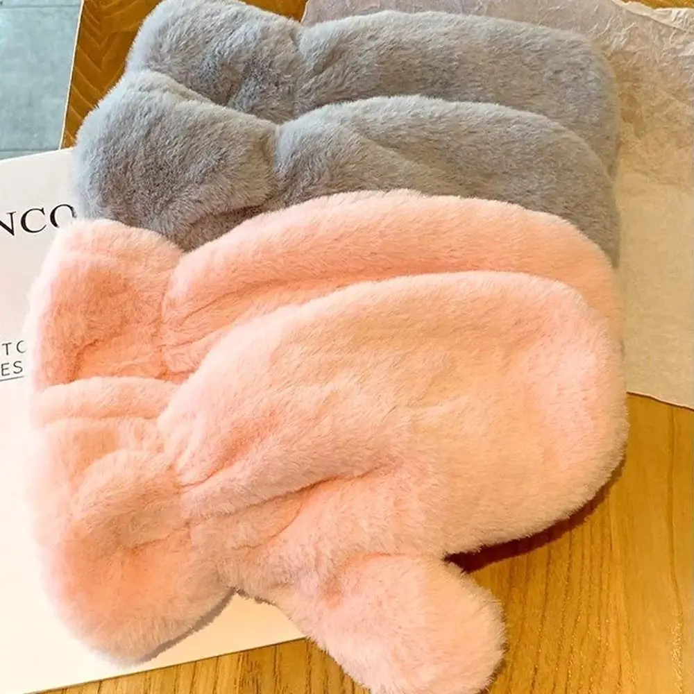 Outdoor Windproof Women Thicken Plush Gloves Keep Warm Soft Fluffy Fur Warm Gloves Tight Cuff Cold Protection Winter Mittens