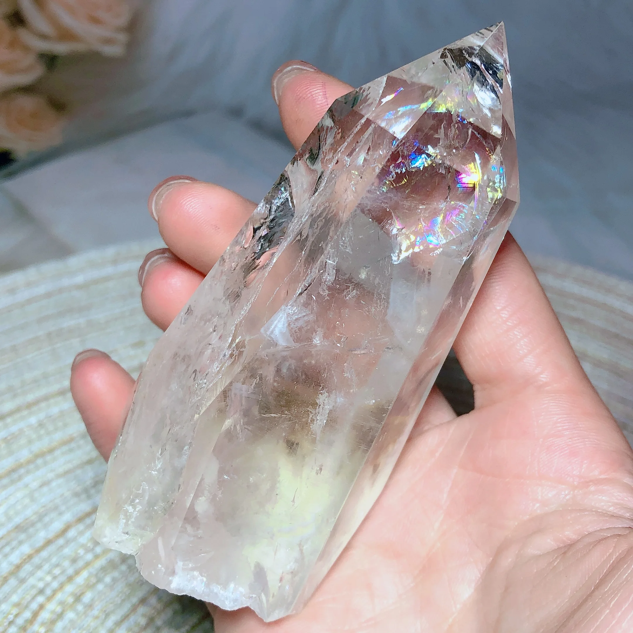 ⭐︎【高級】白水晶 置物 90g 入荷困難 高透明度天然水晶クラスター浄化セット（さざれ、器付