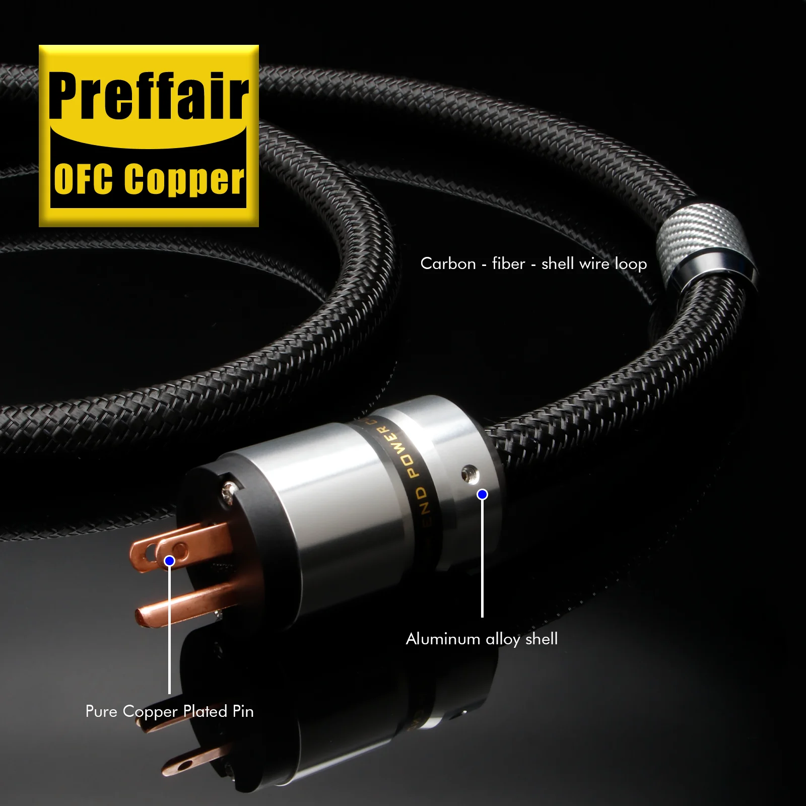 Preffair D503P080 하이엔드 12AWG C19 전원 케이블 US/EU 순수 구리 20A IEC 암 플러그(DAC/전원 필터/앰프/서브용)