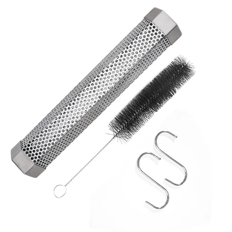 Stainless Steel BBQ Smoker Grill Tube Perforated Mesh Smoker Tube Filter Outdoor Cold Cigarette Box BBQ Accessories Tools smoker accessories smoker accessory pellet smoker tube