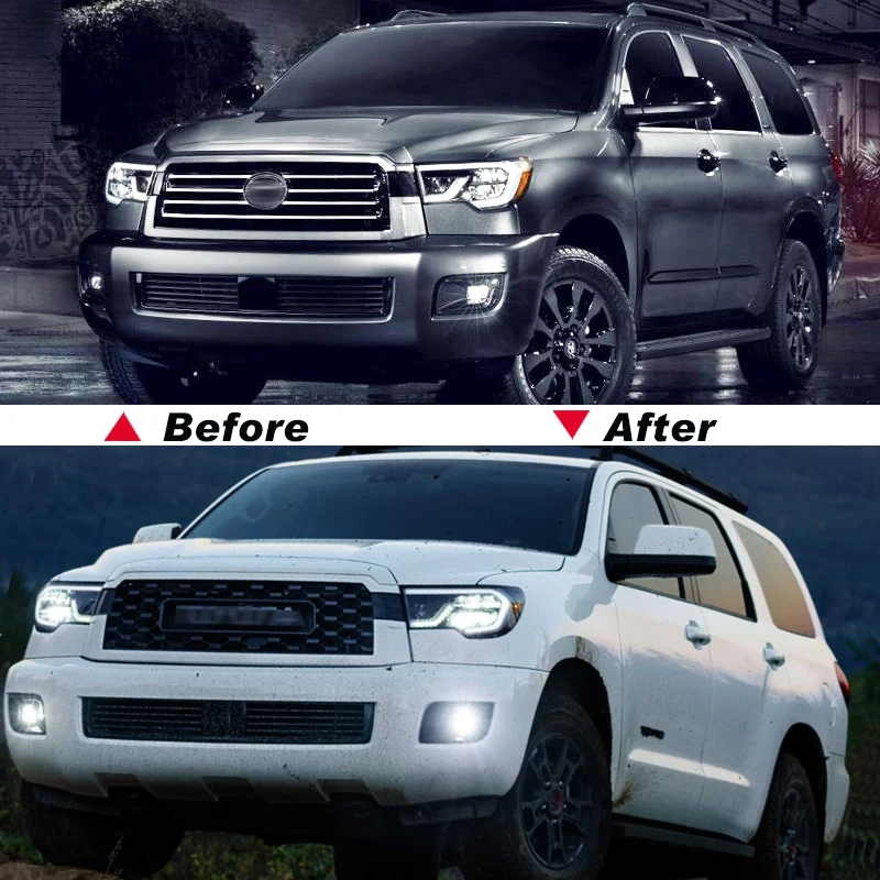 Fits for TOYOTA Sequoia 2019 2020 2021 grille TRD with LED lights  style car front bumper modification