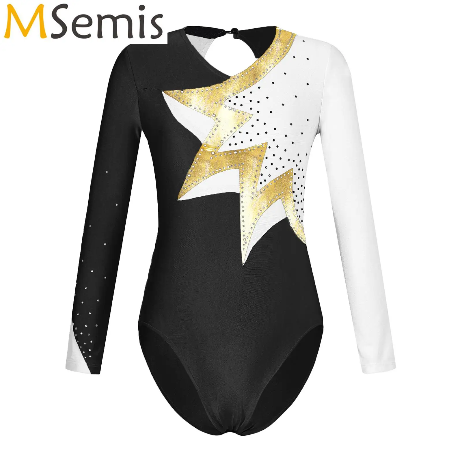 

Girls Tights Artistic Gymnastics Figure Skating Costume Kids Ballet Dance Jumpsuit Dancewear Shiny Diamonds Adorned Bodysuit