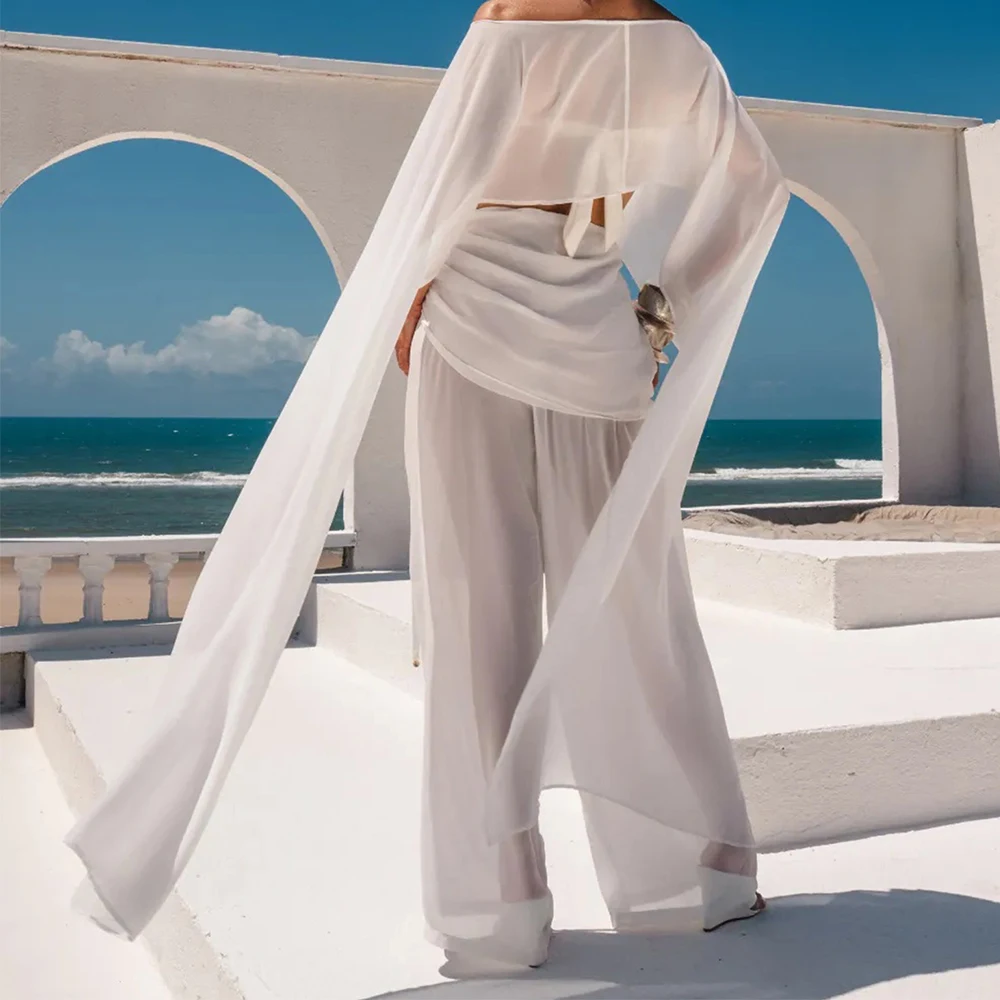Women Summer Sexy See Through Swimsuits Cover-ups Fashion Solid Asymmetrical Bikini Beach Cover Ups Beach Tunics Tops 3