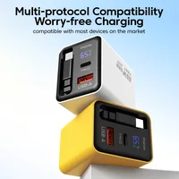 65W USB C GaN Charger Wall Charger Power Adapter Digital Display With Retractable Type C Cable For iPhone 17 16 Samsung Xiaomi 4
