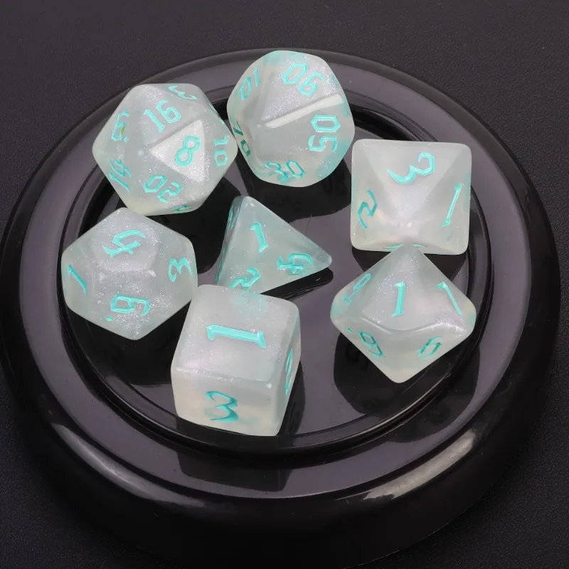 Transparent Polyhedral Dice 7pcs/lot Multi-sided Dice Set for Tabletop Game Roll Playing Table Game DND RPG Accessories