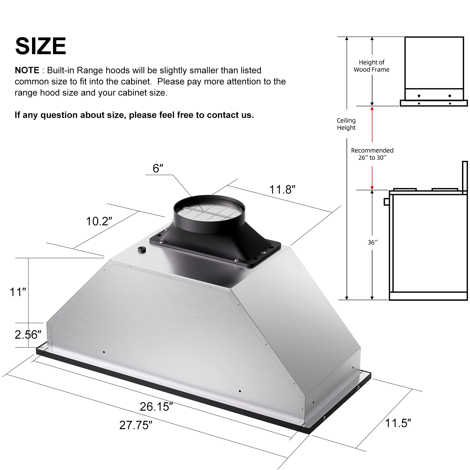 Range Hood Insert 30 Inch, 900 CFM Voice/Gesture/Touch Control Build-in Kitchen Hood Vent with 4 Speed Exhaust Fan, Memory Mode