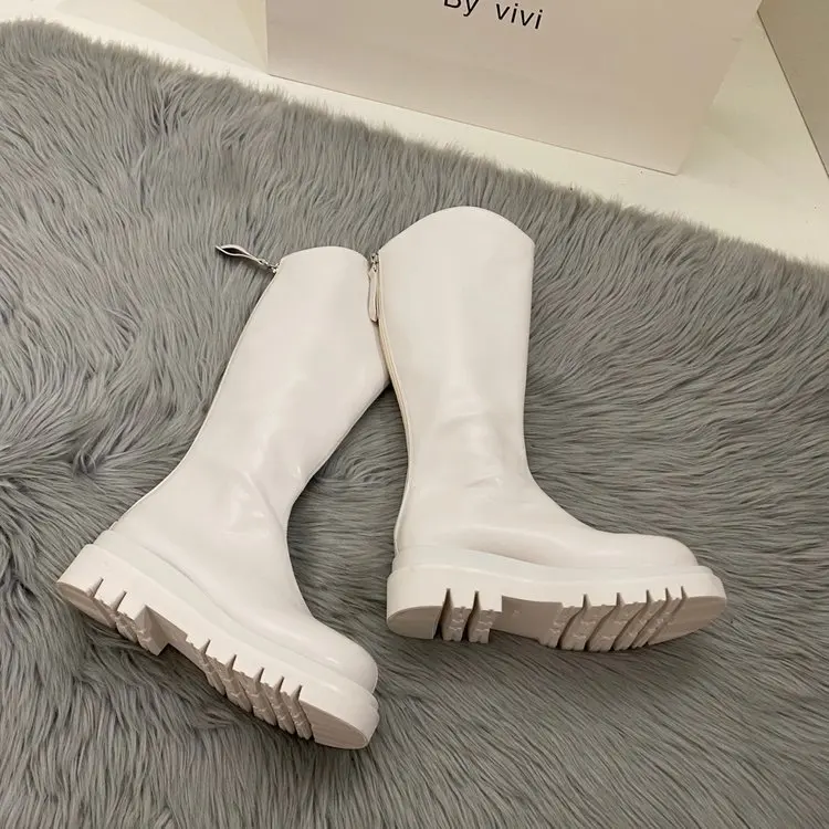 Sexy Thick Heels Round toe high boots Long Boots For Women Fashion Style Autumn Winter Chunky Platform High Boots Party Shoes