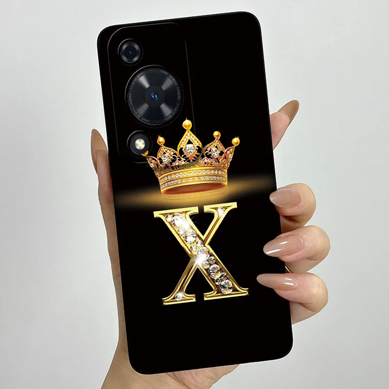 Crown Initial Letter Couple Phone Case - Soft Silicone TPU Lens Protective Casing