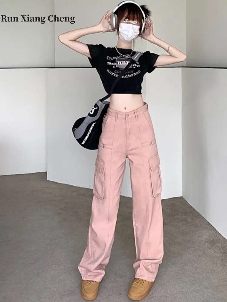 Women's Pants 2023 New Fashion Denim Cargo Pants Y2k Vintage High Waist  Loose Slim Pocket Trousers Streetwear Wide Leg Pants - Jeans - AliExpress