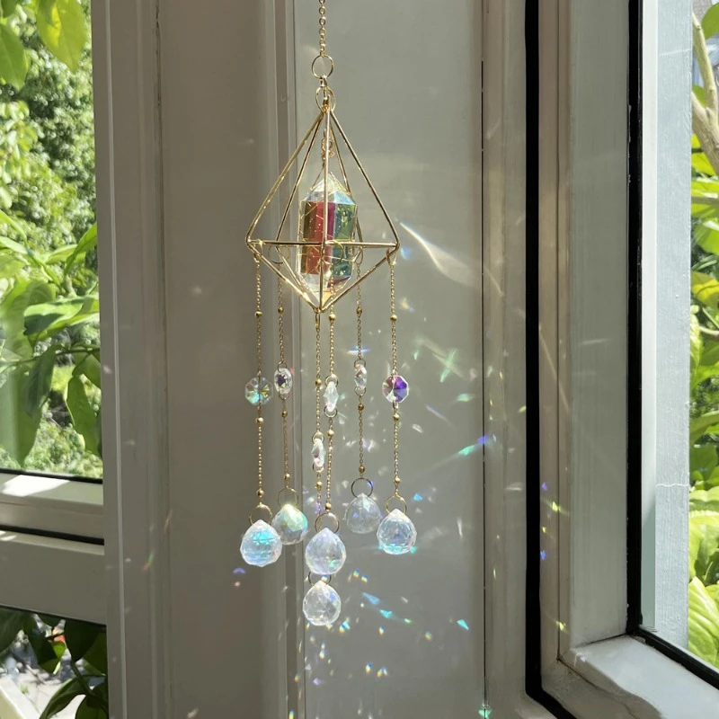 Crystal Windchime Love Heart Pendant Hanging Wind Chimes Sun Catchers Window Rainbow Chaser Outdoor Garden Home Decor Gifts 3