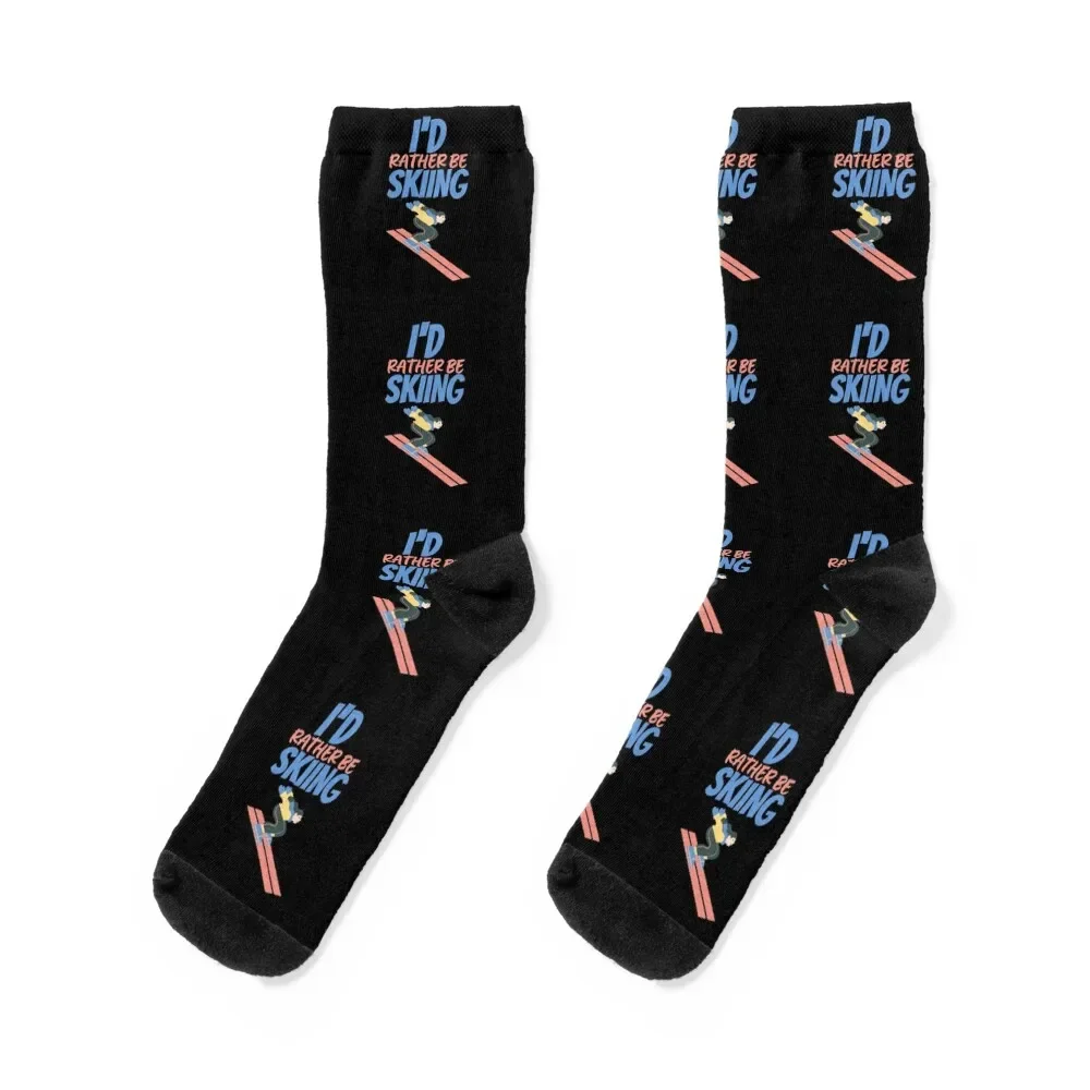

I'd rather be skiing- ski lovers Socks Christmas golf Men's Socks Women's