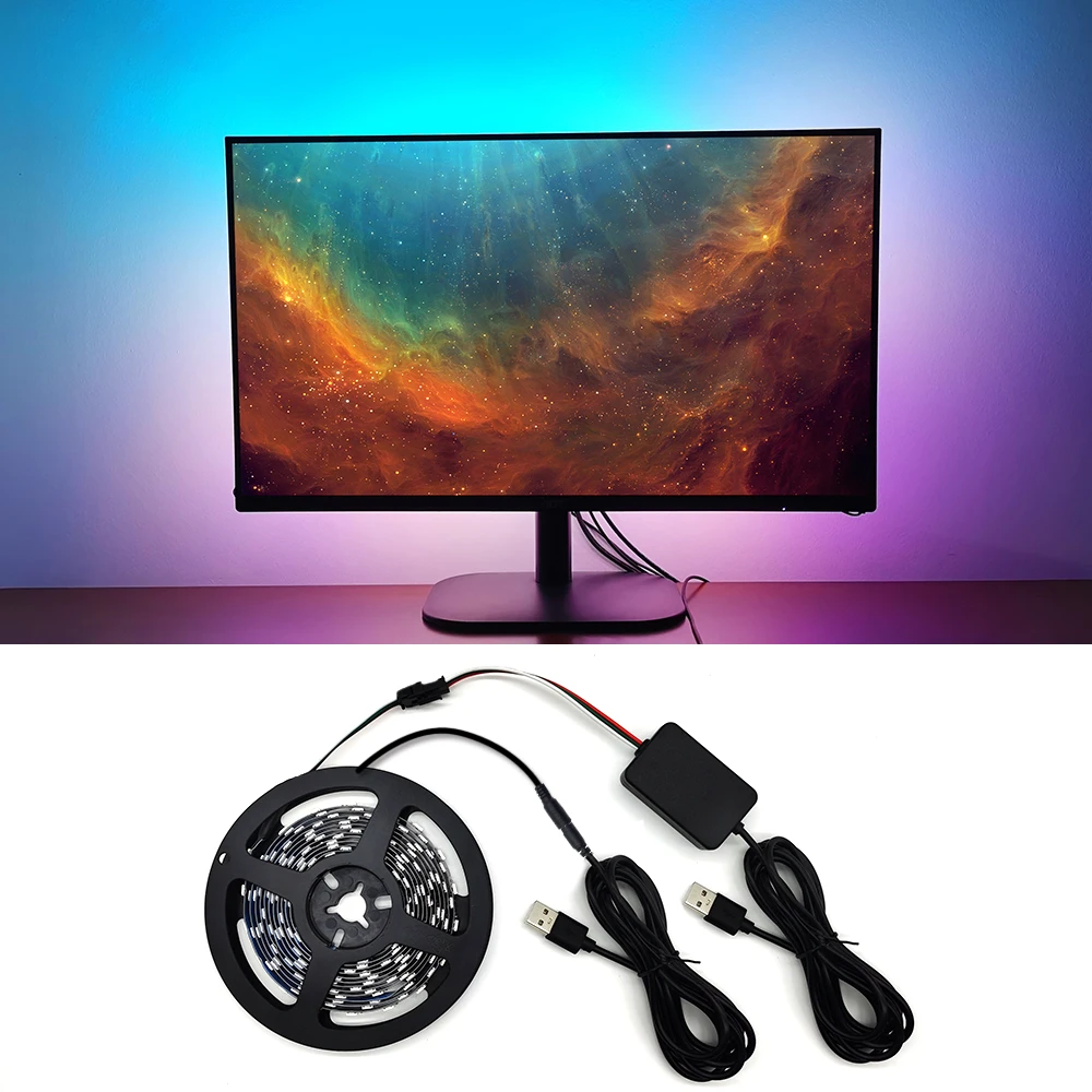 heilig Poort Rouwen Diy Ambient Computer Monitor Desktop Pc Scherm Backlight Verlichting Rgb  Usb Adresseerbare WS2812B Smart Led Strip Volledige Kit|LED-strips| -  AliExpress