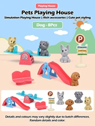Adorable Dog Toy Basket Set with Dog Doll and Accessories for Playtime & Holiday Decor (8pcs dog Slide)