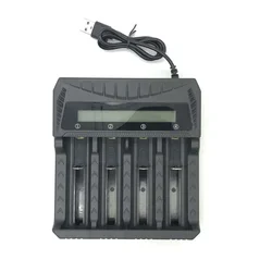 Smart 4 - Slot Universal Charger with LED Display for Rechargeable Lithium Batteries (Black)