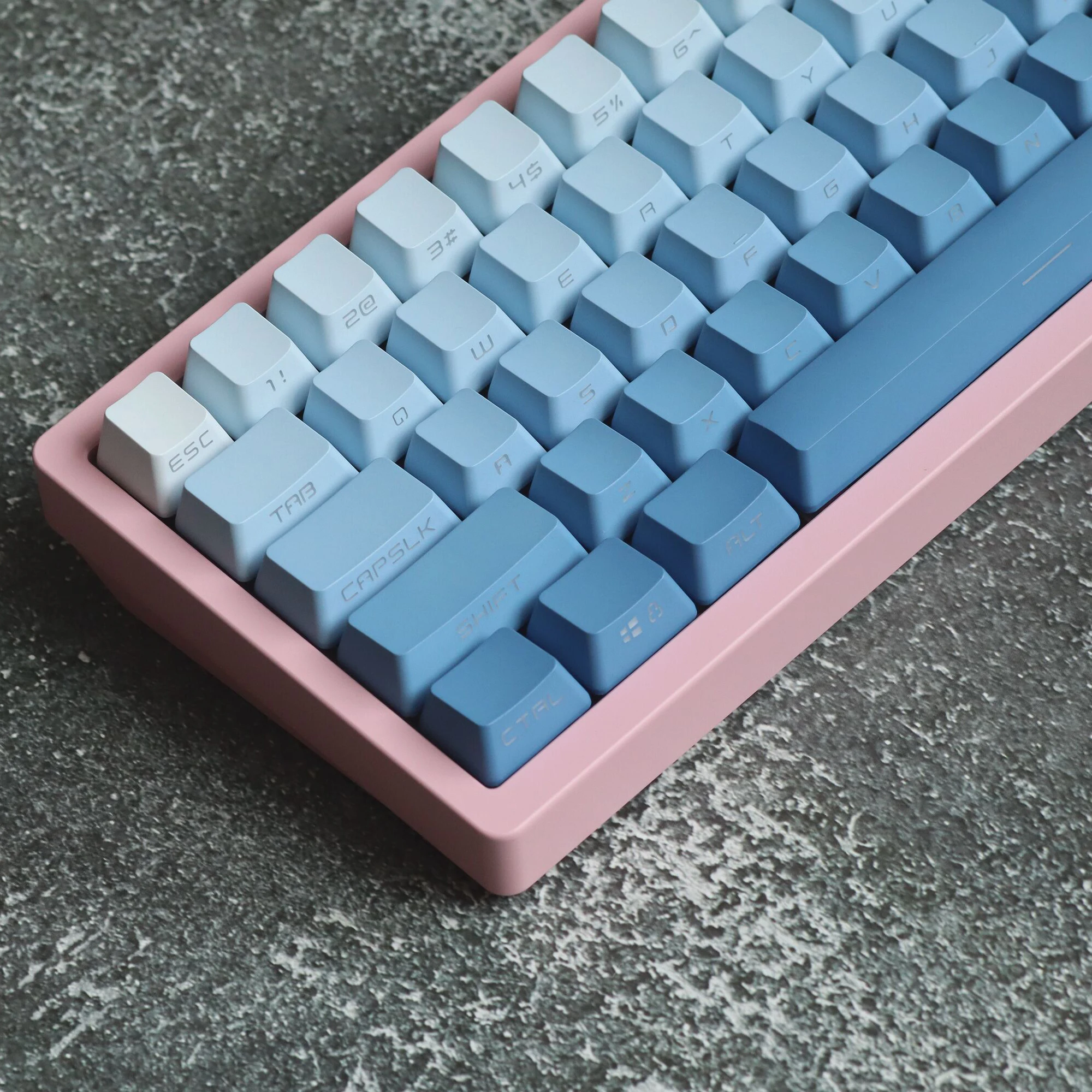Backlit Keycaps Transparentes para Teclados Nevoeiro Azul Gradiente Keycaps Perfil Oem Lado e Impressão Superior Pbt Gk61 68 87 104 Teclas - Imagem 4