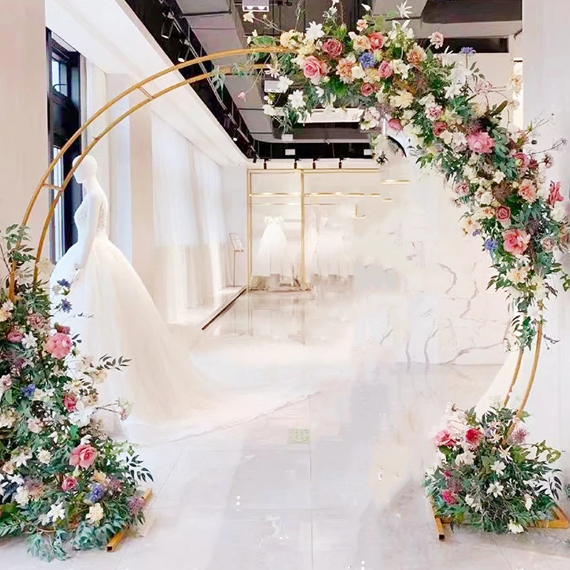 

wedding wrought metal iron arch props ring double-pole flower door shelf arch wedding outdoor stage background decoration