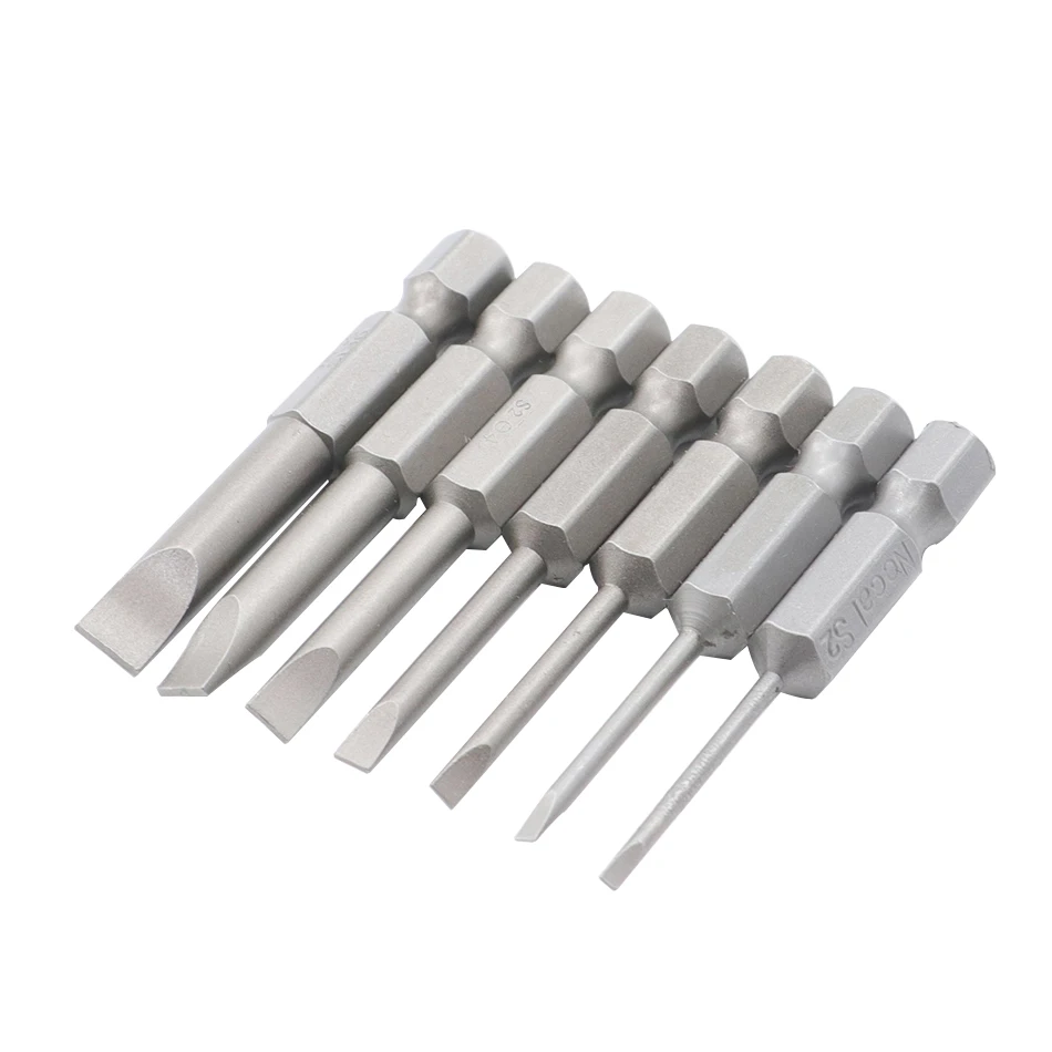 7pcs 50-100mm flat-blade screwdriver bit S2 alloy steel electric screwdriver bit 1.6-6.0 multifunctional manual screwdriver bit - 3